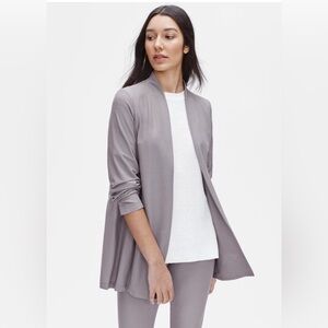 Eileen Fisher Washable Stretch Crepe Open Front Jacket Size Medium Zinc Gray NWT